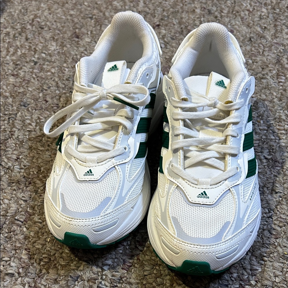 adidas Kids White and Green Sneakers